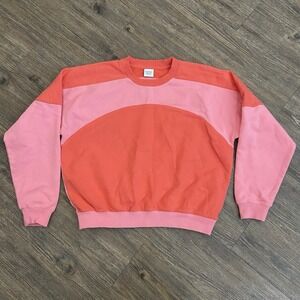 Outdoor Voices Organic Cotton Sweatshirt Colorblock Coral Rose Size Medium